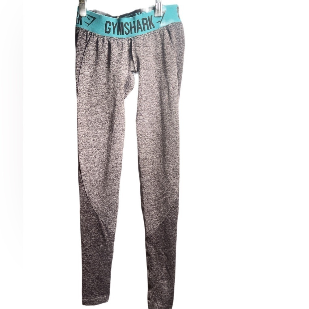 NWT Gymshark Flex Charcoal Marl teal athletic casual stretch tight leggings XS - Picture 2 of 3